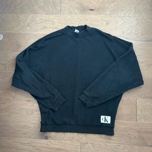 Calvin Klein Black Crewneck Sweatshirt with CK Patch